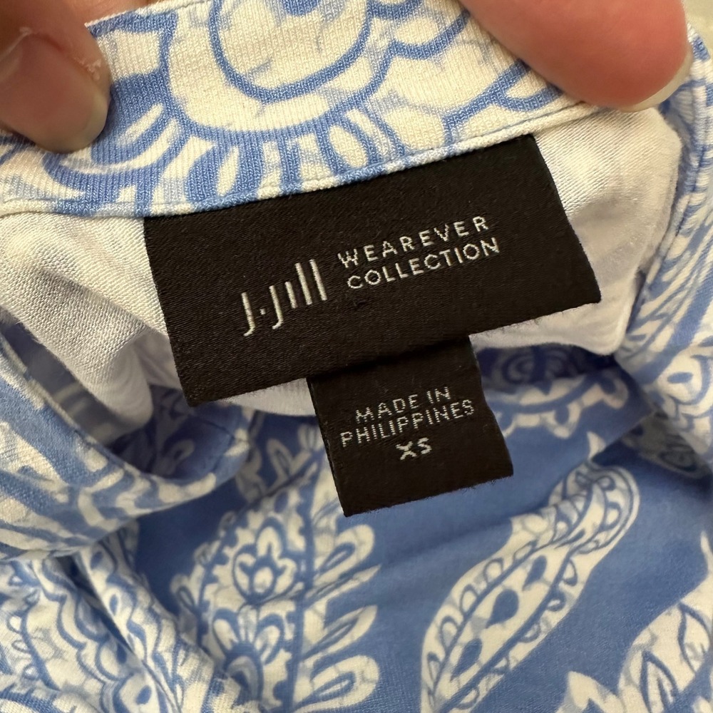 J.jill Wearever Maxi Tank Dress In Blue Jay Paisley Print XS $110 srp Side slit - Picture 7 of 10